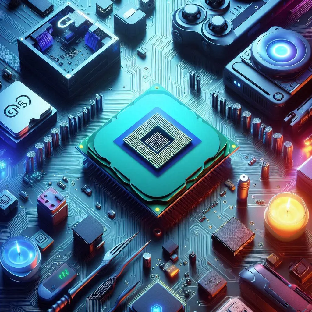 Uma imagem realista apresentando os principais processadores para PC, destacando desempenho e custo-benefício.